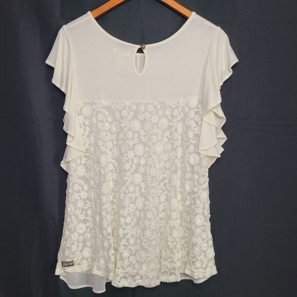 Matilda Jane Adventure Begins Simply Lace Short Sleeve Top Ivory Medium - Picture 2 of 7